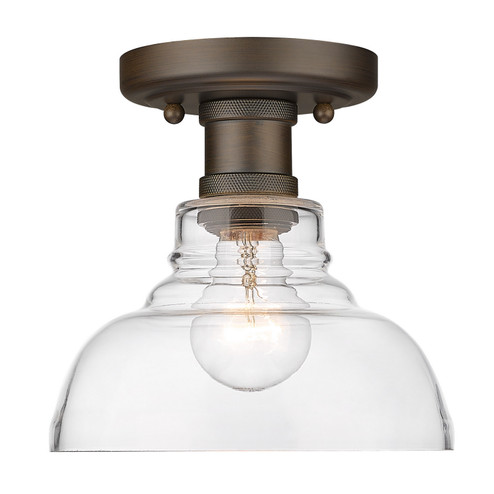 Carver One Light Flush Mount in Rubbed Bronze (62|0305-FM RBZ-CLR)