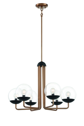 Outer Limits Six Light Chandelier in Painted Bronze With Natural Brushed Brass (42|P1505-416)