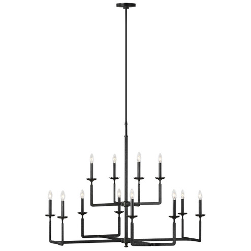 Ansley 12 Light Chandelier in Aged Iron (1|F3290/12AI)