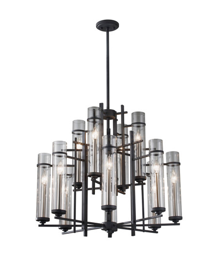 Ethan 12 Light Chandelier in Antique Forged Iron / Brushed Steel (1|F2629/8+4AF/BS)