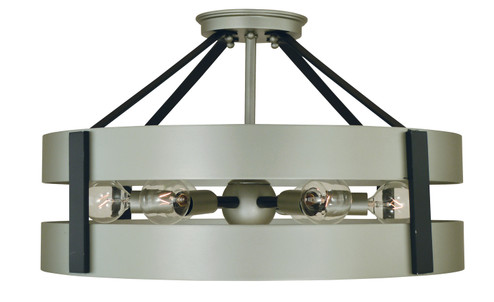 Orion Six Light Flush /Semi Flush Mount in Satin Pewter/Matte Black (8|5384 SP/MBLACK)