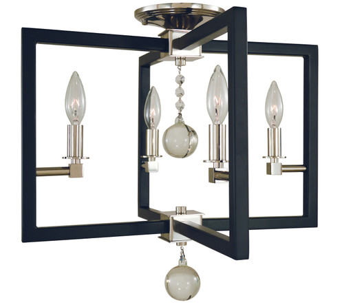 Minimalist Elegant Four Light Flush / Semi-Flush Mount in Polished Nickel/Matte Black (8|5363 PN/MBLACK)