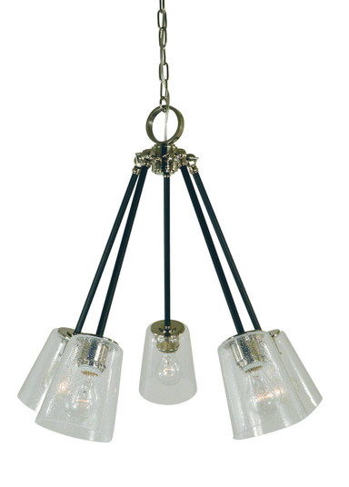 Felix Five Light Chandelier in Antique Brass with Matte Black Accents (8|4999 AB/MBLACK)