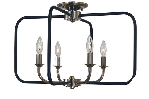Boulevard Four Light Flush / Semi-Flush Mount in Polished Nickel with Matte Black Accents (8|4913 PN/MBLACK)