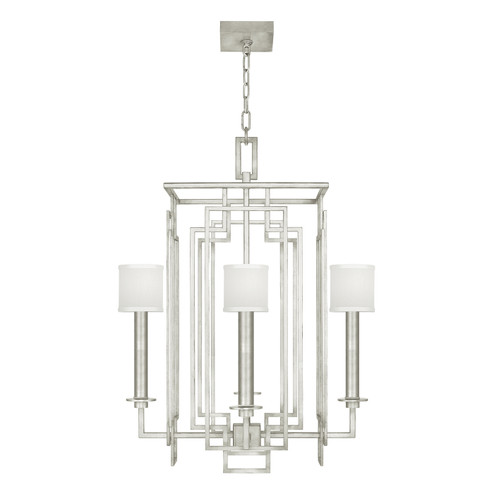 Cienfuegos Four Light Chandelier in Silver Leaf w/White Fabric Shades (48|889040-SF41)