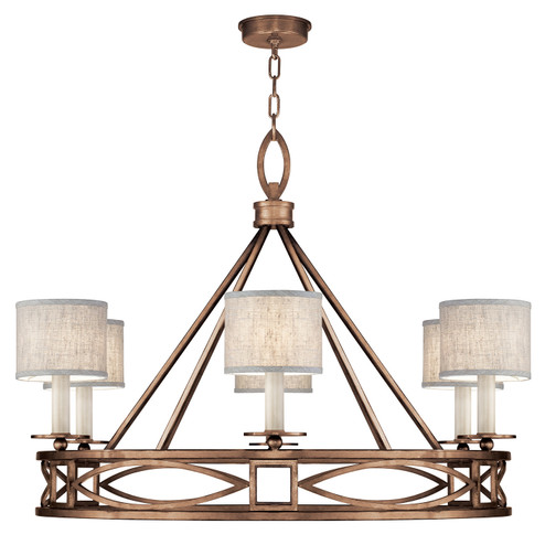 Cienfuegos Six Light Chandelier in Bronze w/Greige Fabric Shades (48|887640-11ST)