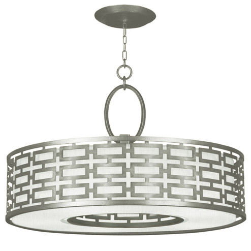 Allegretto Five Light Pendant in Silver Leaf w/White Fabric Shade (48|787640-SF41)