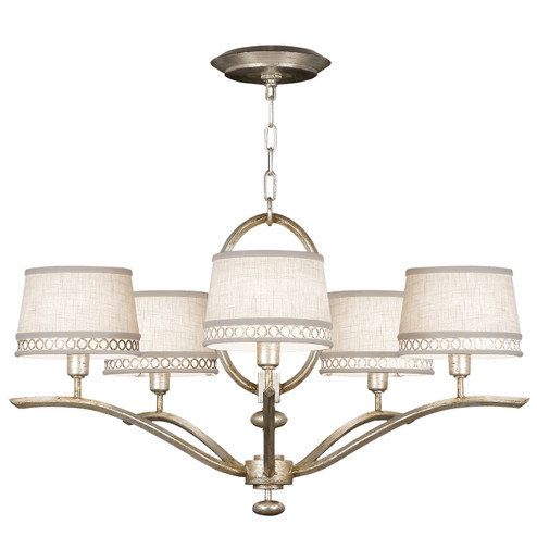 Allegretto Five Light Chandelier in Silver w/White Linen Shades (48|785440ST)