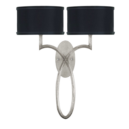 Allegretto Two Light Wall Sconce in Silver Leaf w/Black Fabric & Silver Inner Lining Shades (48|784750-SF42)