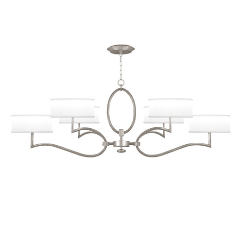 Allegretto Six Light Chandelier in Silver Leaf w/White Fabric Shades (48|780040-SF41)