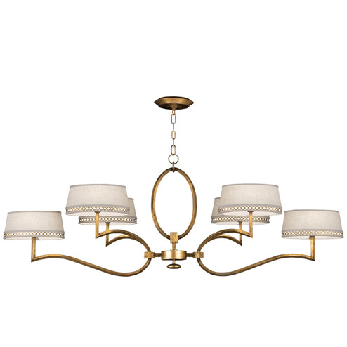 Allegretto Six Light Chandelier in Gold w/White Linen Shades (48|780040-2ST)