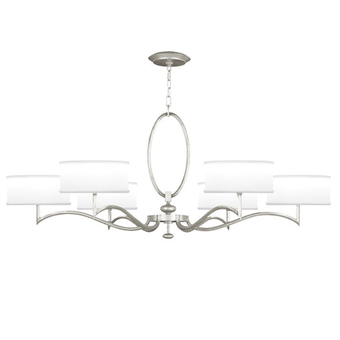 Allegretto Six Light Chandelier in Silver Leaf w/White Fabric Shades (48|771740-SF41)