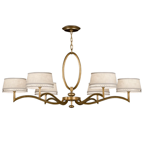Allegretto Six Light Chandelier in Gold w/White Linen Shades (48|771740-2ST)