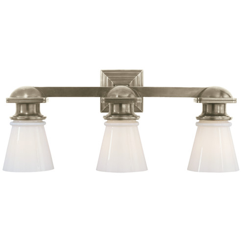 Ny Subway Three Light Wall Sconce in Antique Nickel (268|SL 2153AN-WG) Ny Subway Three Light Wall Sconce in Antique Nickel (268|SL 2153AN-WG)