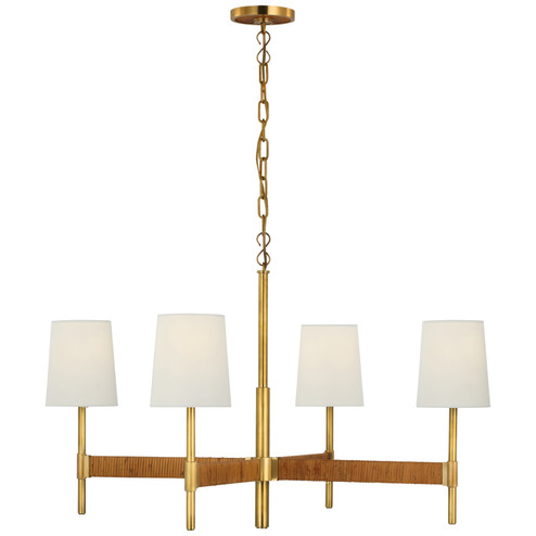 Elle LED Chandelier in Hand-Rubbed Antique Brass and Dark Rattan (268|SK 5555HAB/DRT-L)