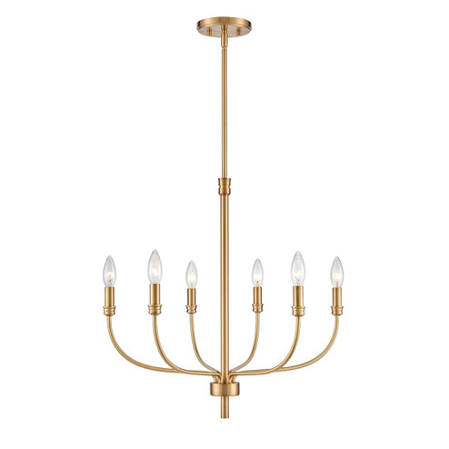 Newland Six Light Chandelier in Satin Brass (45|81506/6)