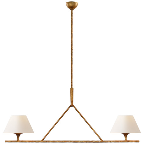 Cesta Two Light Linear Chandelier in Gilded Iron (268|S 5405GI-L)