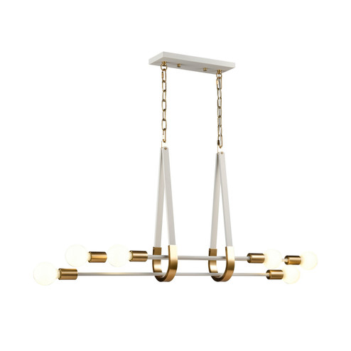 Sabine Six Light Linear Chandelier in Textured White (45|69315/6)