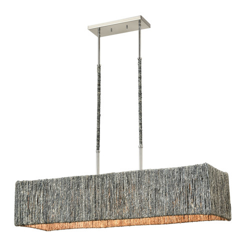 Abaca Five Light Linear Chandelier in Polished Nickel (45|32514/5)