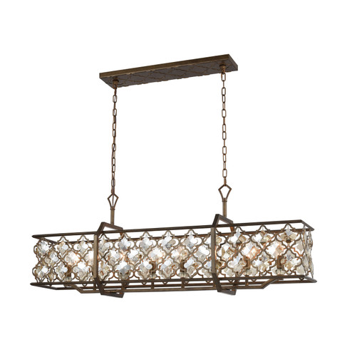 Armand Eight Light Linear Chandelier in Weathered Bronze (45|31099/8)