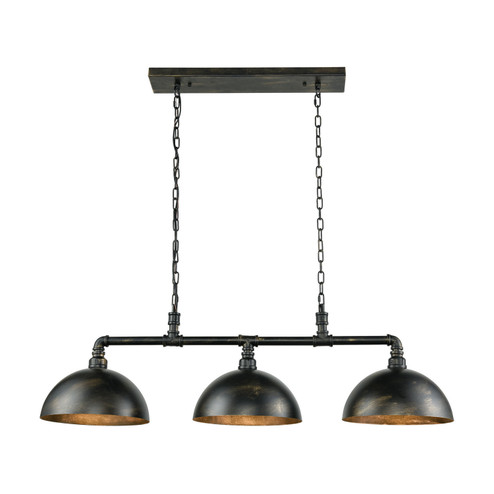 Mulvaney Three Light Linear Chandelier in Black-Brushed Gold (45|18256/3)