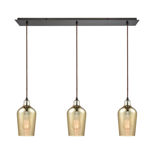 Hammered Glass Three Light Pendant in Oil Rubbed Bronze (45|10840/3LP)