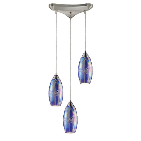 Iridescence Three Light Pendant in Satin Nickel (45|10076/3SBI)