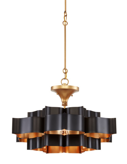 Grand Lotus Collection One Light Chandelier in Satin Black/Contemporary Gold Leaf (142|9000-0855)