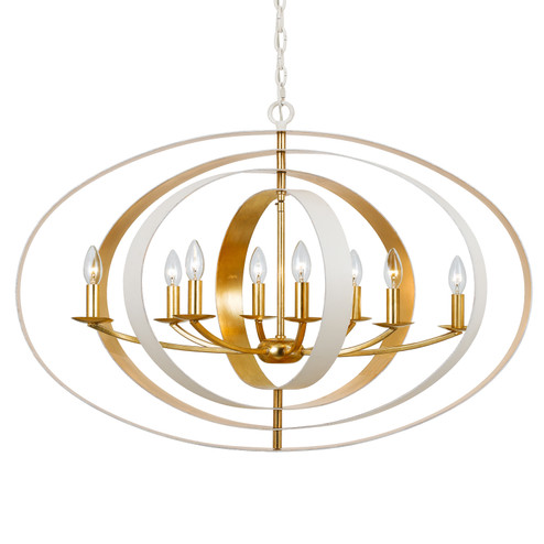 Luna Eight Light Chandelier in Matte White / Antique Gold (60|588-MT-GA)