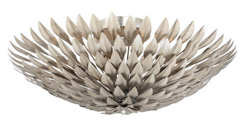 Broche Six Light Flush Mount in Antique Silver (60|507-SA)