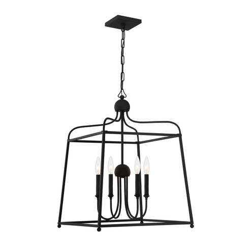 Sylvan Four Light Chandelier in Black Forged (60|2244-BF_NOSHADE)