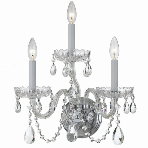 Traditional Crystal Three Light Wall Sconce in Polished Chrome (60|1033-CH-CL-S)
