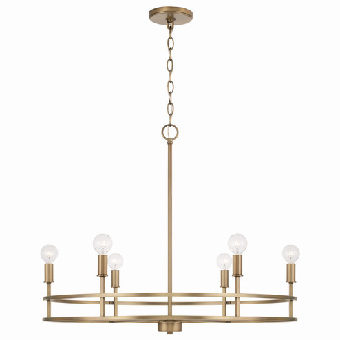 Fuller Six Light Chandelier in Aged Brass (65|448761AD)
