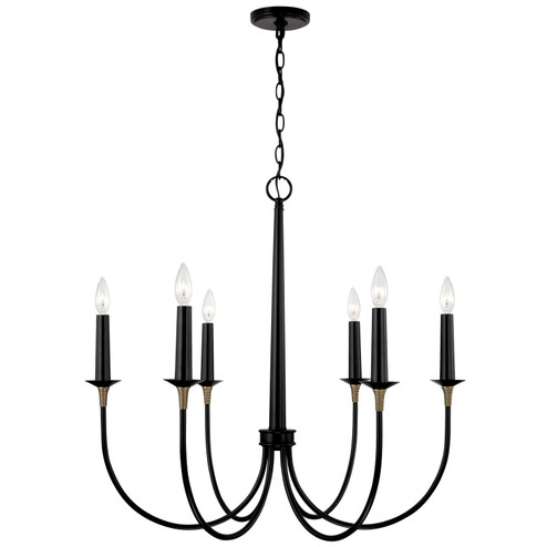 Amara Six Light Chandelier in Matte Black with Brass (65|445661KB)