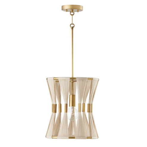 Bianca One Light Pendant in Bleached Natural Rope and Patinaed Brass (65|341111NP)