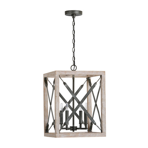 Remi Four Light Pendant in Brushed White Wash and Nordic Iron (65|340441WN)