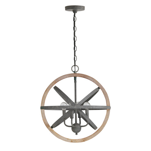 Bluffton Four Light Pendant in Iron and Wood (65|330544IW)