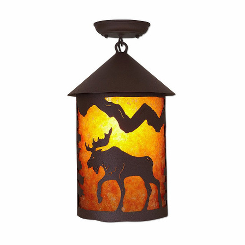 Cascade-Mountain Moose Rustic Brown One Light Semi Flush Mount in Rustic Brown (172|M48627AM-27)
