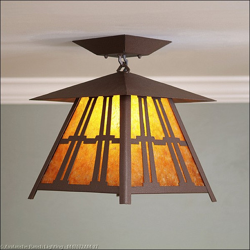 Smoky Mountain-Eastlake One Light Semi Flush Mount in Rustic Brown (172|M47672AM-27)