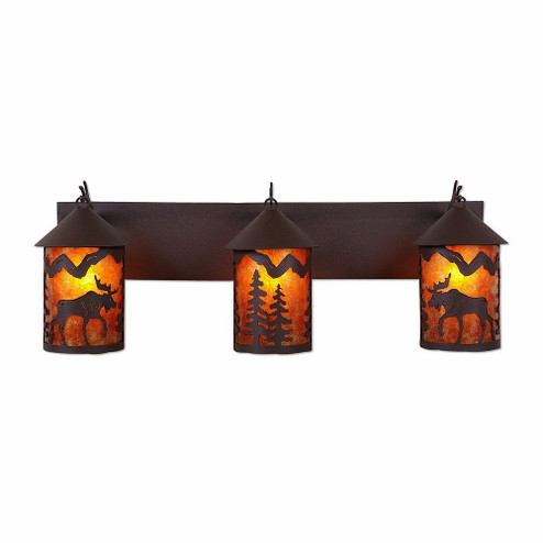 Cascade-Mountain Moose Rustic Brown Three Light Bath Vanity Light in Rustic Brown (172|M38327AM-27)