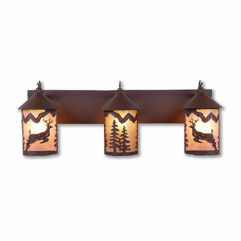 Cascade-Valley Deer Three Light Bath Vanity Light in Rustic Brown (172|M38321AL-27)