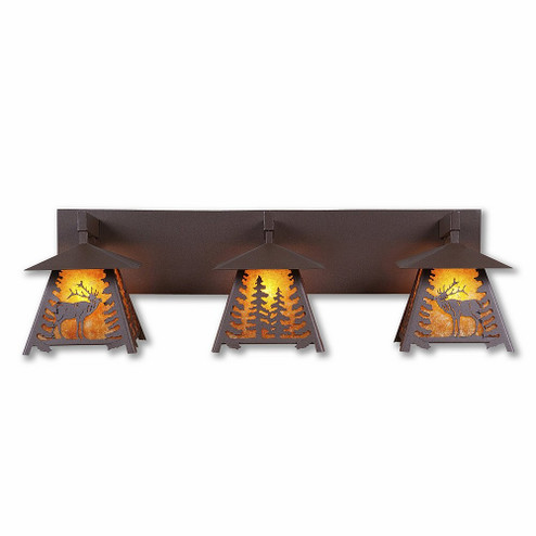 Smoky Mountain-Mountain Elk Three Light Bath Vanity Light in Rustic Brown (172|M35333AM-27)