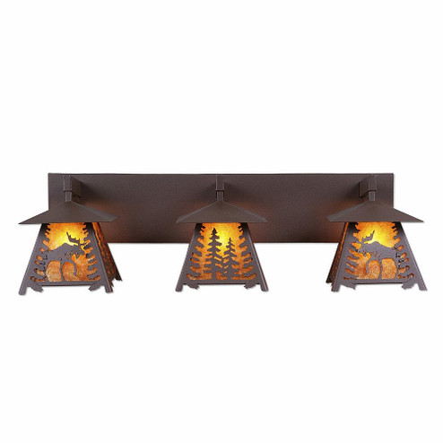 Smoky Mountain-Mountain Moose Three Light Bath Vanity Light in Rustic Brown (172|M35327AM-27)