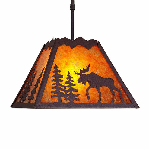 Rocky Mountain-Mountain Moose Rustic Brown One Light Pendant in Rustic Brown (172|M26527AM-ST-27)