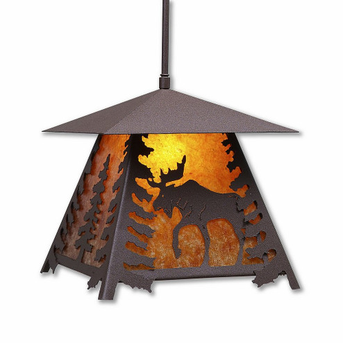 Smoky Mountain-Mountain Moose One Light Pendant in Rustic Brown (172|M23627AM-ST-27)