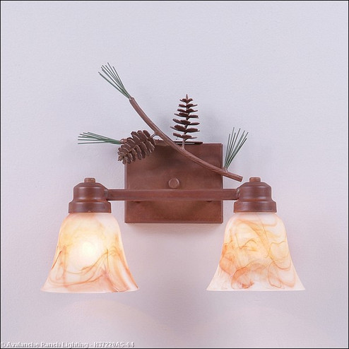 Parkshire-Pine Cone Two Light Bath Vanity Light in Pine Green/Rust Patina (172|H37220AS-04)