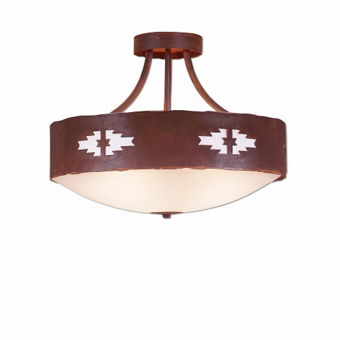 Ridgemont-Pueblo Three Light Semi-Flush Mount in Rust Patina (172|A49184FC-HR-02)