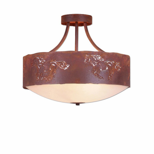 Ridgemont-Horse Cutout Three Light Semi-Flush Mount in Rust Patina (172|A49159FC-HR-02)