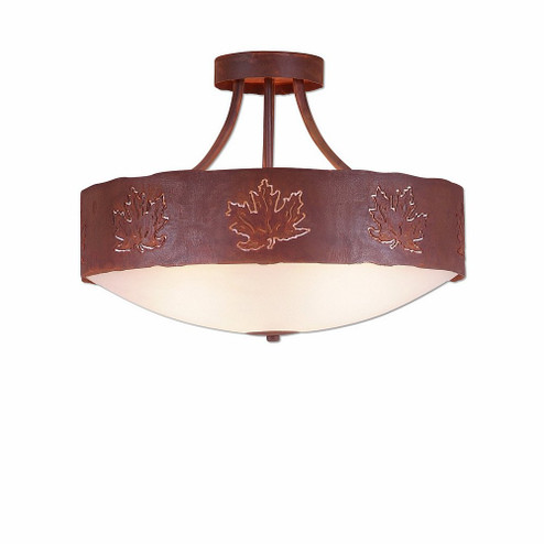 Ridgemont-Maple Cutout Three Light Semi-Flush Mount in Rust Patina (172|A49106FC-HR-02)