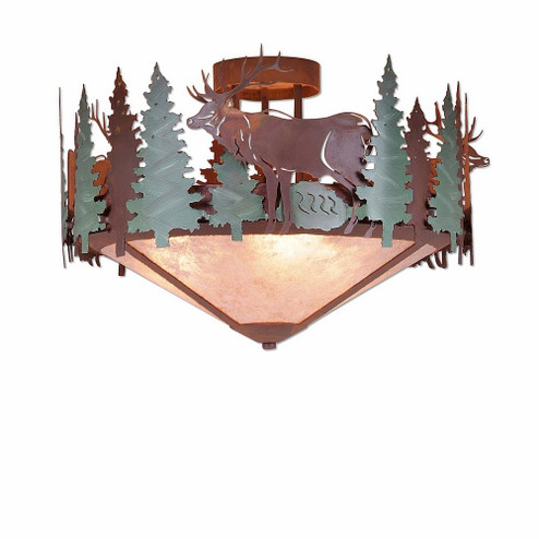 Crestline-Elk Three Light Semi-Flush Mount in Pine Green/Rust Patina (172|A48534AL-04)